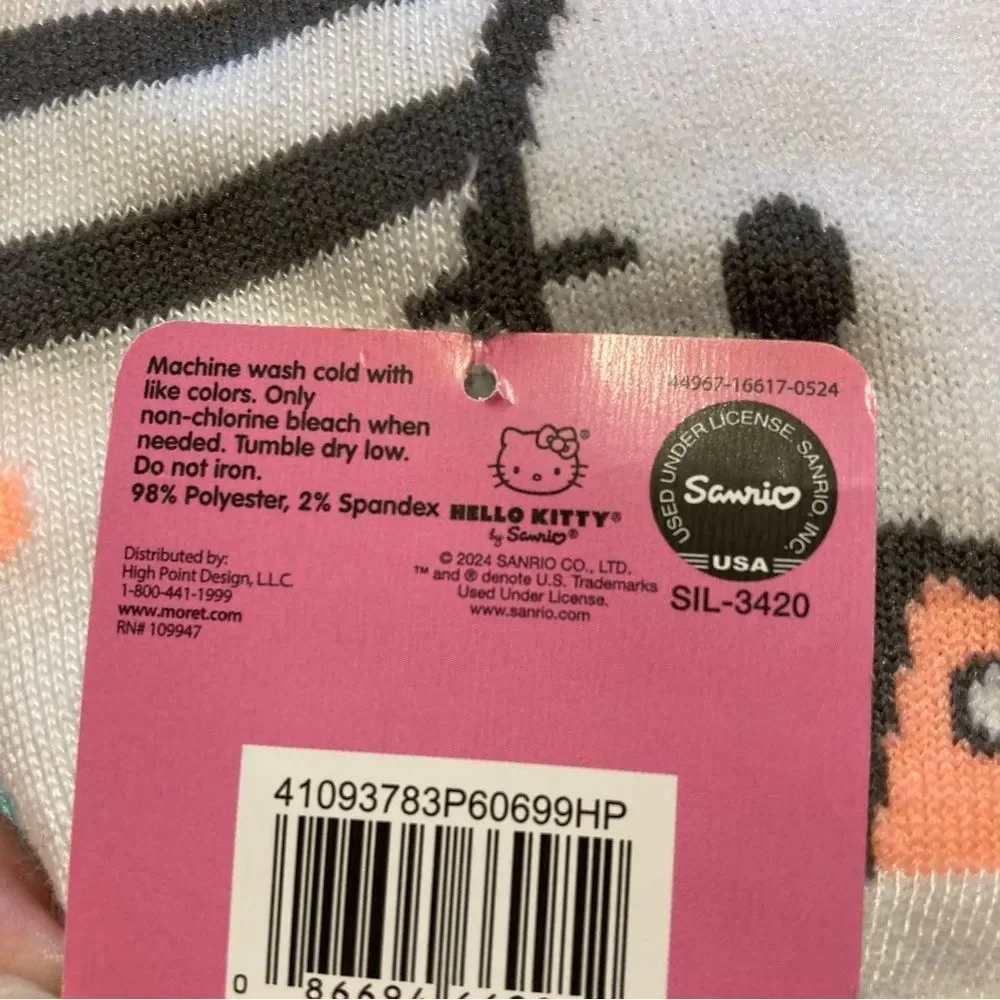 NWT Hello Kitty 5 Pair No Show Socks Kawaii Striped Polka Dots Purple Gray Blue